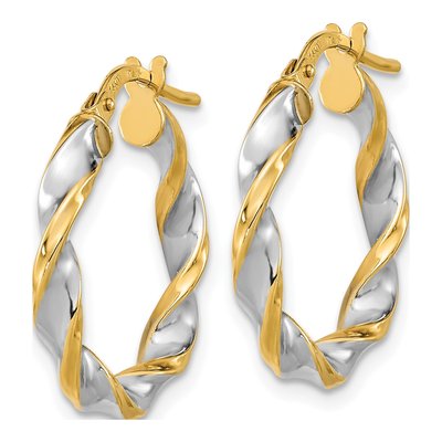 14K Yellow Gold 22mm Twist Hoop Earrings – view 2