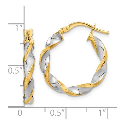 14K Yellow Gold 22mm Twist Hoop Earrings – view 3