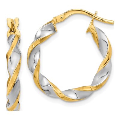 14K Yellow Gold 22mm Twist Hoop Earrings