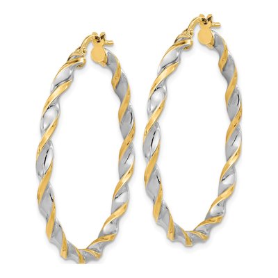 14K Yellow Gold 43mm Twist Hoop Earrings – view 2
