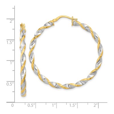 14K Yellow Gold 43mm Twist Hoop Earrings – view 3