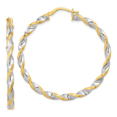 14K Yellow Gold 43mm Twist Hoop Earrings