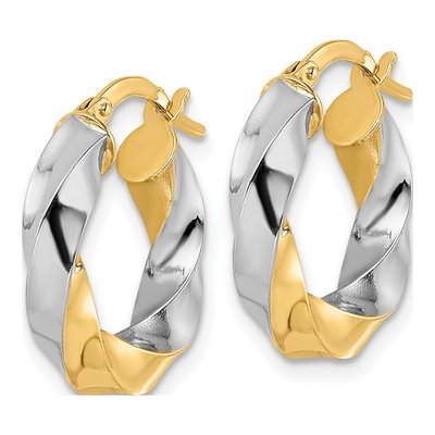 14K Yellow Gold 19mm Twisted Hoop Earrings – view 3