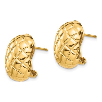14K Yellow Gold Crisscross Omega Back Stud Earrings – view 3