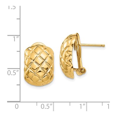 14K Yellow Gold Crisscross Omega Back Stud Earrings – view 5