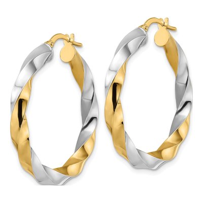 14K Yellow Gold 34mm Twisted Hoop Earrings – view 3