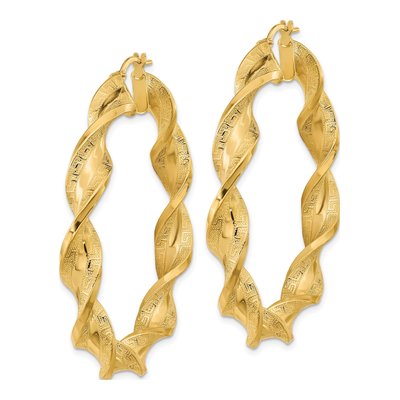 14K Yellow Gold 54mm Twisted Hoop Earrings – view 2