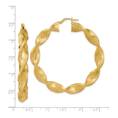 14K Yellow Gold 54mm Twisted Hoop Earrings – view 3