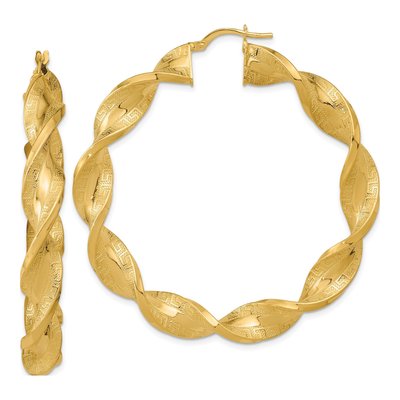 14K Yellow Gold 54mm Twisted Hoop Earrings