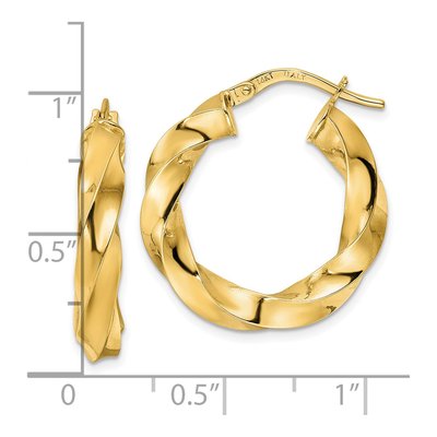 14K Yellow Gold 22mm Twisted Hoop Earrings – view 4