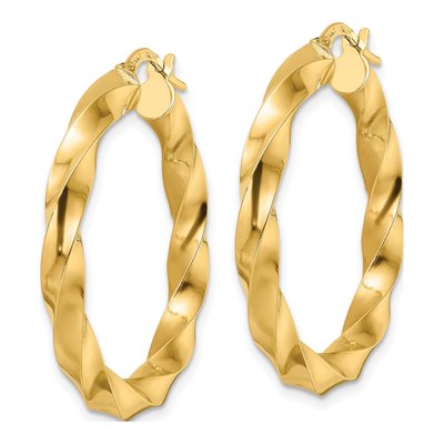 14K Yellow Gold 33mm Twisted Hoop Earrings – view 3