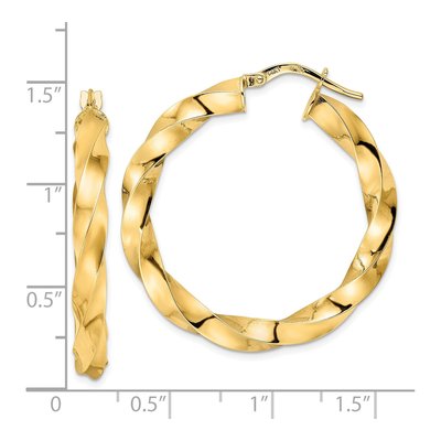 14K Yellow Gold 33mm Twisted Hoop Earrings – view 4
