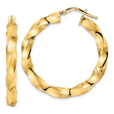 14K Yellow Gold 33mm Twisted Hoop Earrings