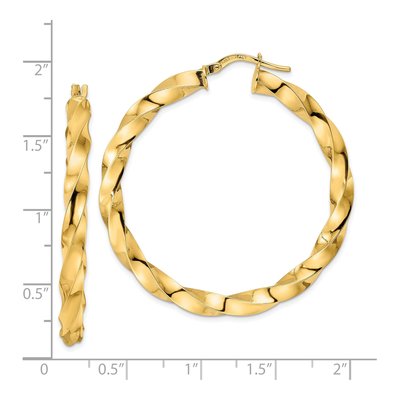 14K Yellow Gold 42mm Twisted Hoop Earrings – view 4