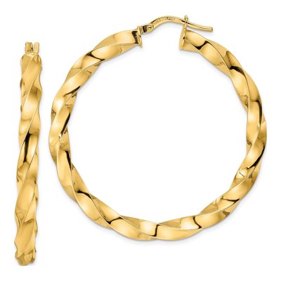 14K Yellow Gold 42mm Twisted Hoop Earrings