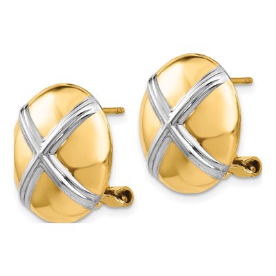 14K Yellow Gold X-Circle Stud Earrings – view 3