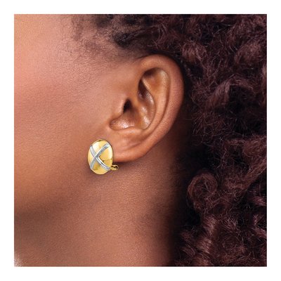 14K Yellow Gold X-Circle Stud Earrings – view 4
