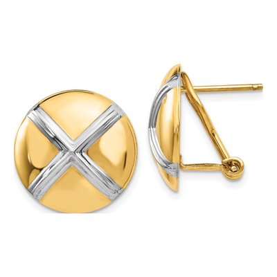14K Yellow Gold X-Circle Stud Earrings