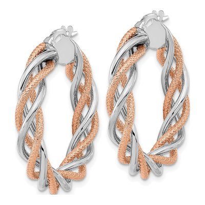 14K White Gold 30mm Twisted Hoop Earrings – view 2