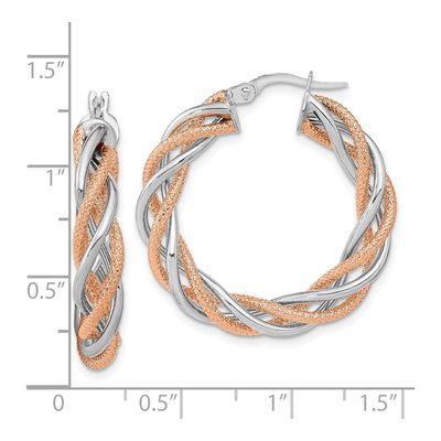 14K White Gold 30mm Twisted Hoop Earrings – view 3
