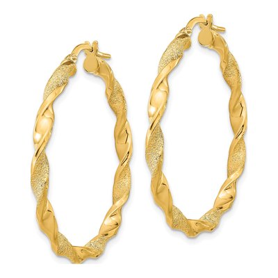 14K Yellow Gold 37mm Twisted Hoop Earrings – view 2