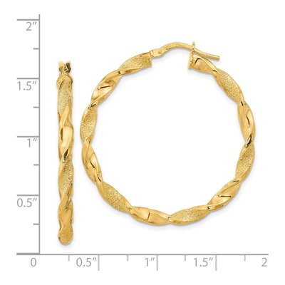 14K Yellow Gold 37mm Twisted Hoop Earrings – view 3
