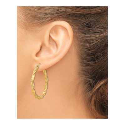 14K Yellow Gold 37mm Twisted Hoop Earrings – view 4