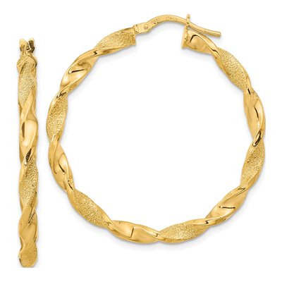 14K Yellow Gold 37mm Twisted Hoop Earrings