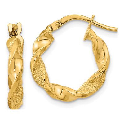 14K Yellow Gold 17mm Twisted Hoop Earrings