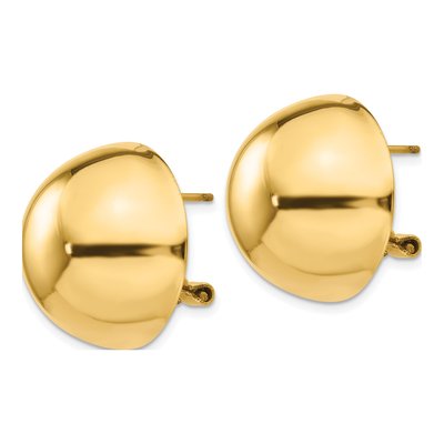 14K Yellow Gold Half Ball Omega Back Stud Earrings – view 2
