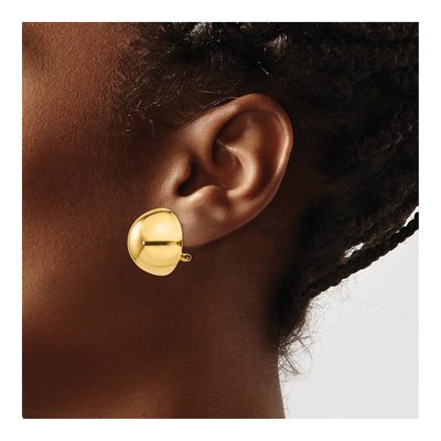 14K Yellow Gold Half Ball Omega Back Stud Earrings – view 3