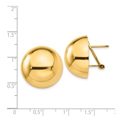 14K Yellow Gold Half Ball Omega Back Stud Earrings – view 4
