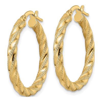 14K Yellow Gold 26mm Twisted Hoop Earrings – view 3