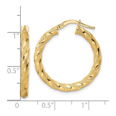 14K Yellow Gold 26mm Twisted Hoop Earrings – view 4