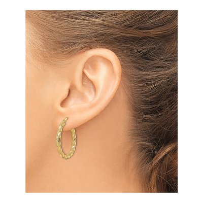 14K Yellow Gold 26mm Twisted Hoop Earrings – view 5