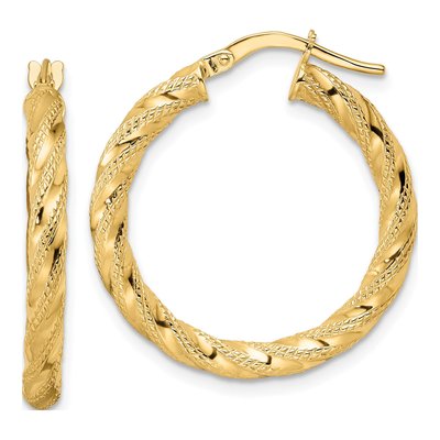 14K Yellow Gold 26mm Twisted Hoop Earrings