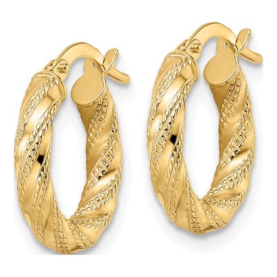 14K Yellow Gold 16mm Twisted Hoop Earrings – view 3