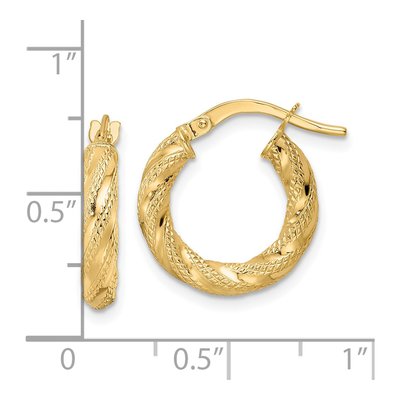 14K Yellow Gold 16mm Twisted Hoop Earrings – view 4