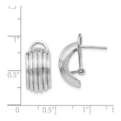 14K White Gold 20mm Ribbed Half Omega Hoop Earrings – view 5