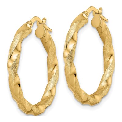 14K Yellow Gold 27mm Twisted Hoop Earrings – view 3