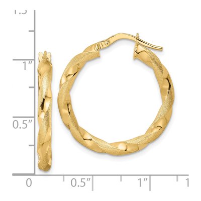 14K Yellow Gold 27mm Twisted Hoop Earrings – view 4