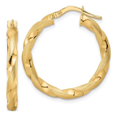 14K Yellow Gold 27mm Twisted Hoop Earrings