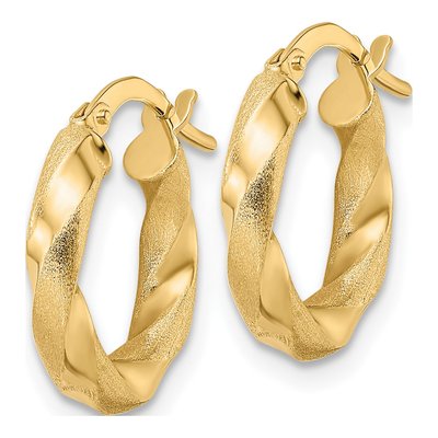 14K Yellow Gold 17mm Twisted Hoop Earrings – view 3