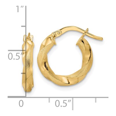 14K Yellow Gold 17mm Twisted Hoop Earrings – view 4
