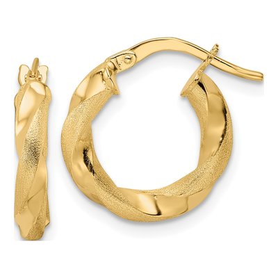14K Yellow Gold 17mm Twisted Hoop Earrings