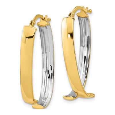 14K Yellow Gold 30mm Fancy Hoop Earrings – view 2