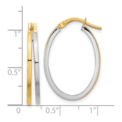 14K Two-Tone Gold Oval Double Hoop Earrings – view 3