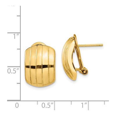 14K Yellow Gold Ribbed Omega Back Stud Earrings – view 5