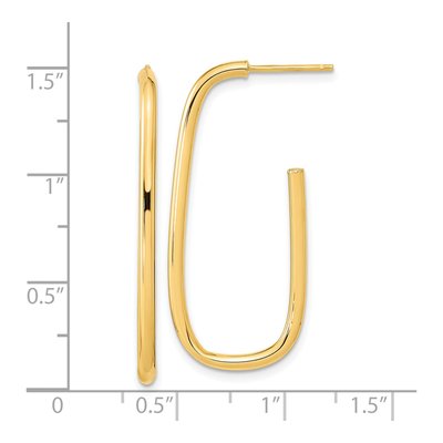 14K Yellow Gold 37mm J- Hoop Earrings – view 3
