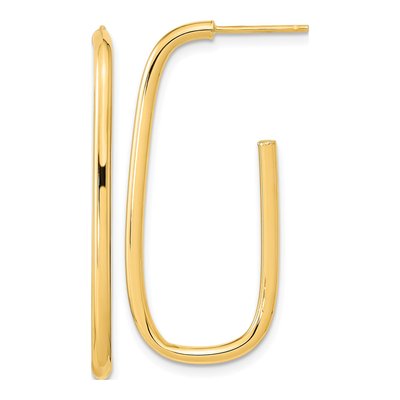 14K Yellow Gold 37mm J- Hoop Earrings